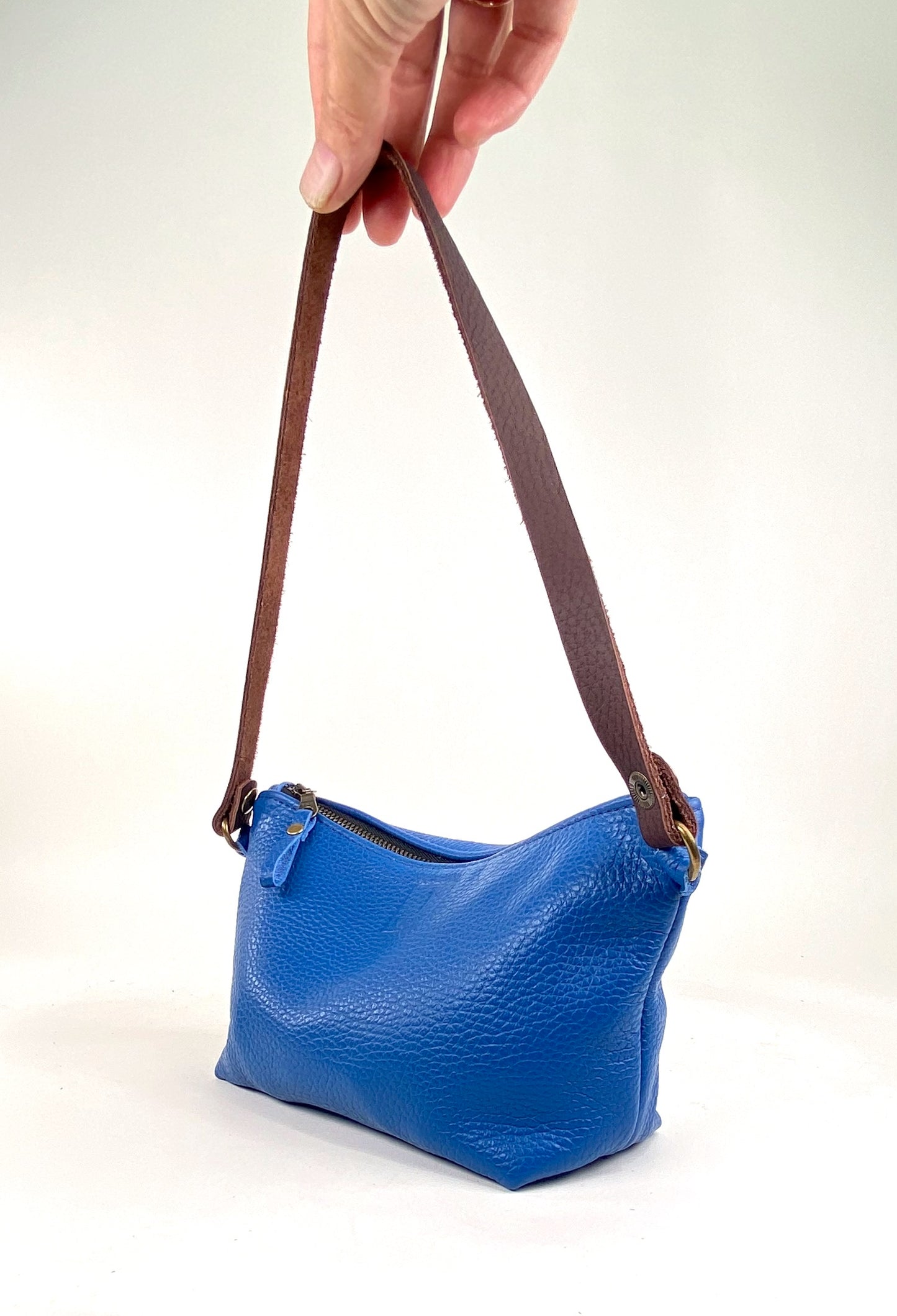 Tagalong Shoulder Purse in Electric Blue Italian Leather