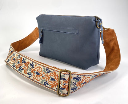 Moody Blue Leather Crossbody Purse with Coordinating Strap