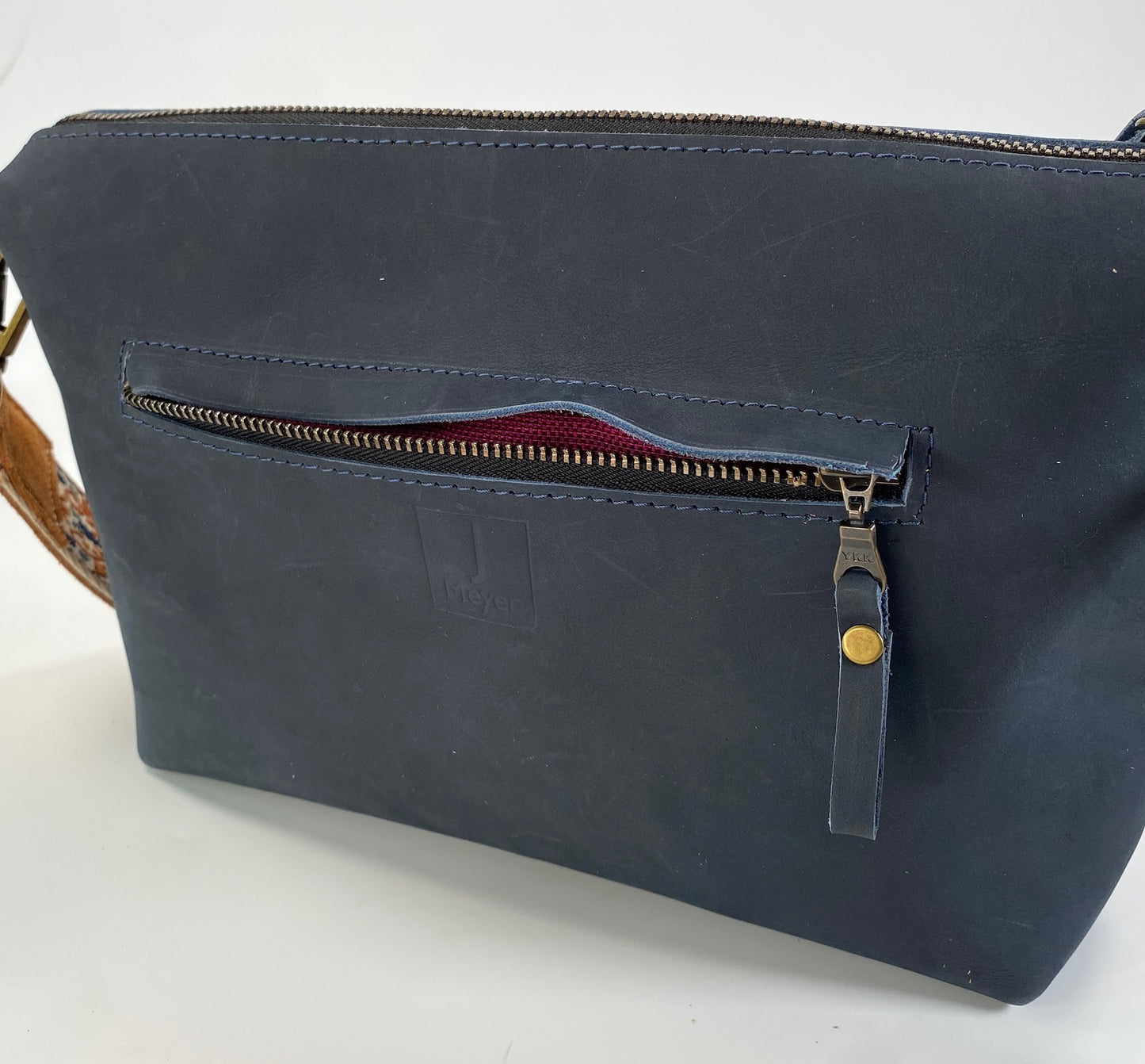 Moody Blue Leather Crossbody Purse with Coordinating Strap