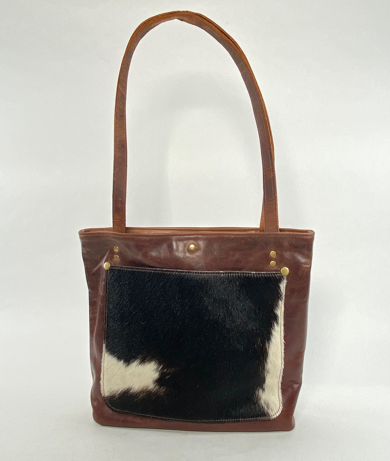 Brown Cowhide Leather Tote Bag
