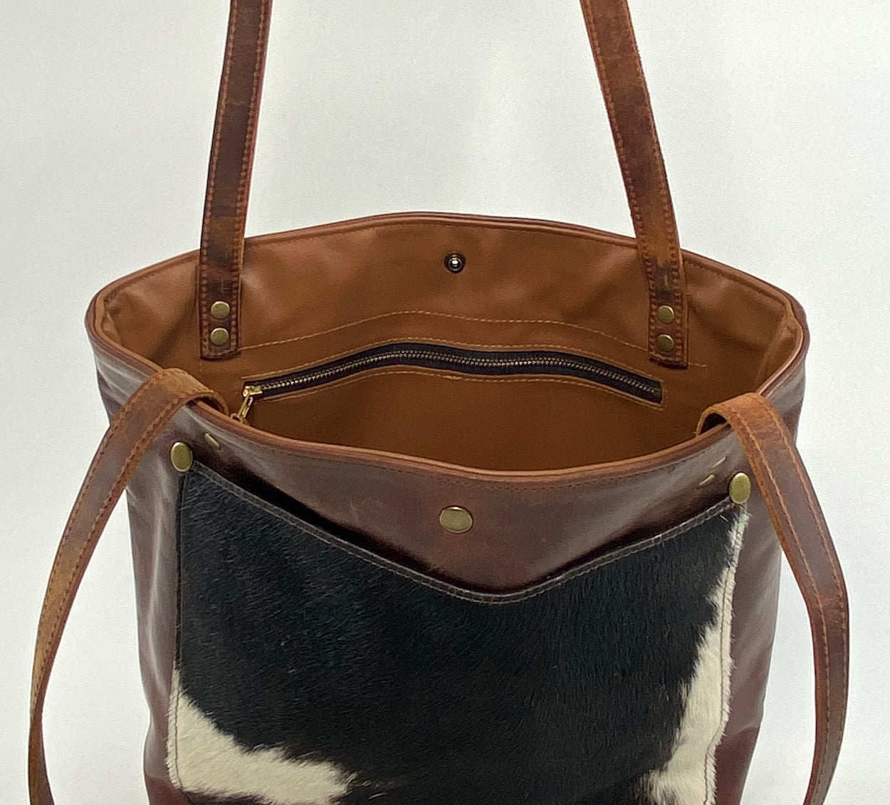 Brown Cowhide Leather Tote Bag
