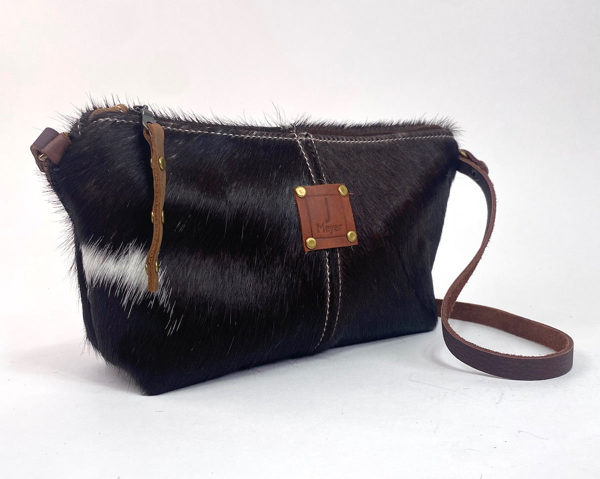 Tagalong Purse in Hair-On Cowhide Leather - Dark Brownish Black