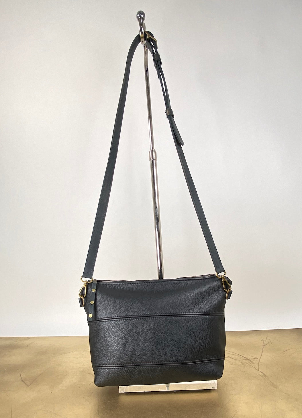 Crossbody Purse in Black Leather