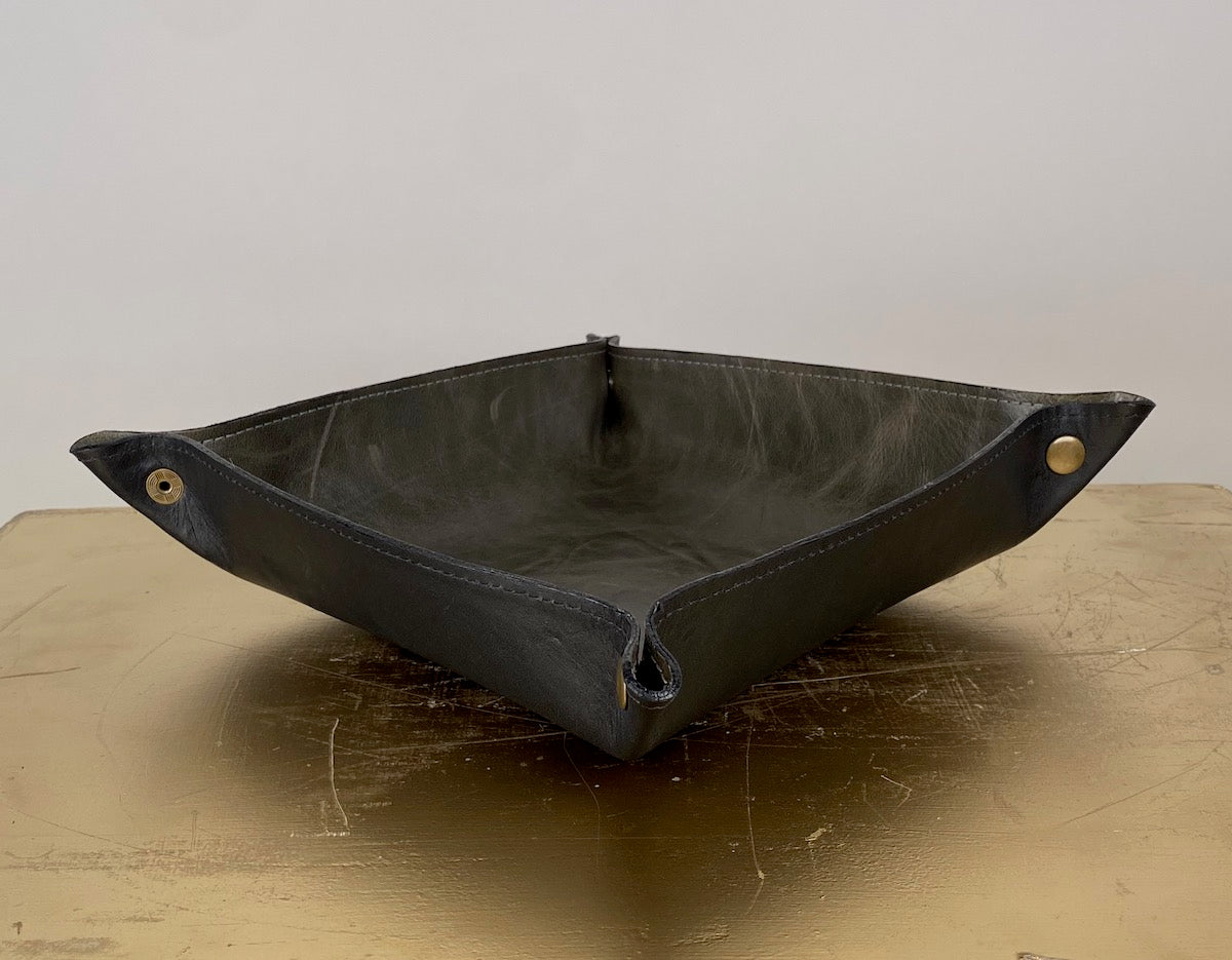 Leather Valet Tray - in Slate Gray