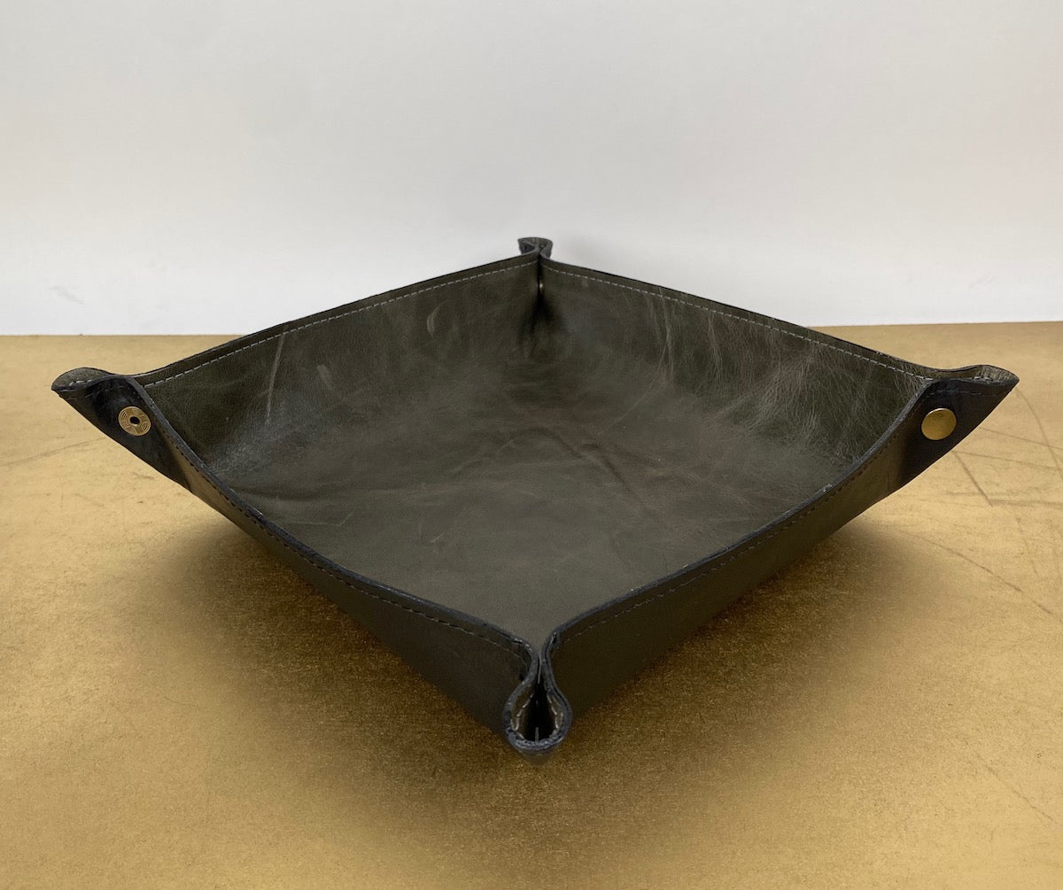 Leather Valet Tray - in Slate Gray