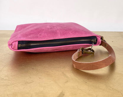 Pink Leather Tagalong Clutch Purse
