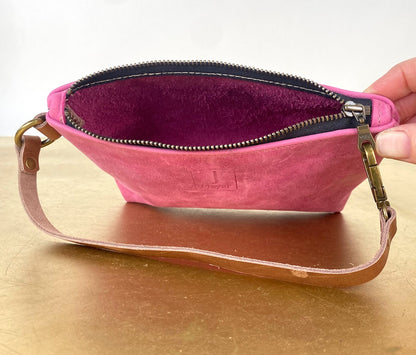 Pink Leather Tagalong Clutch Purse