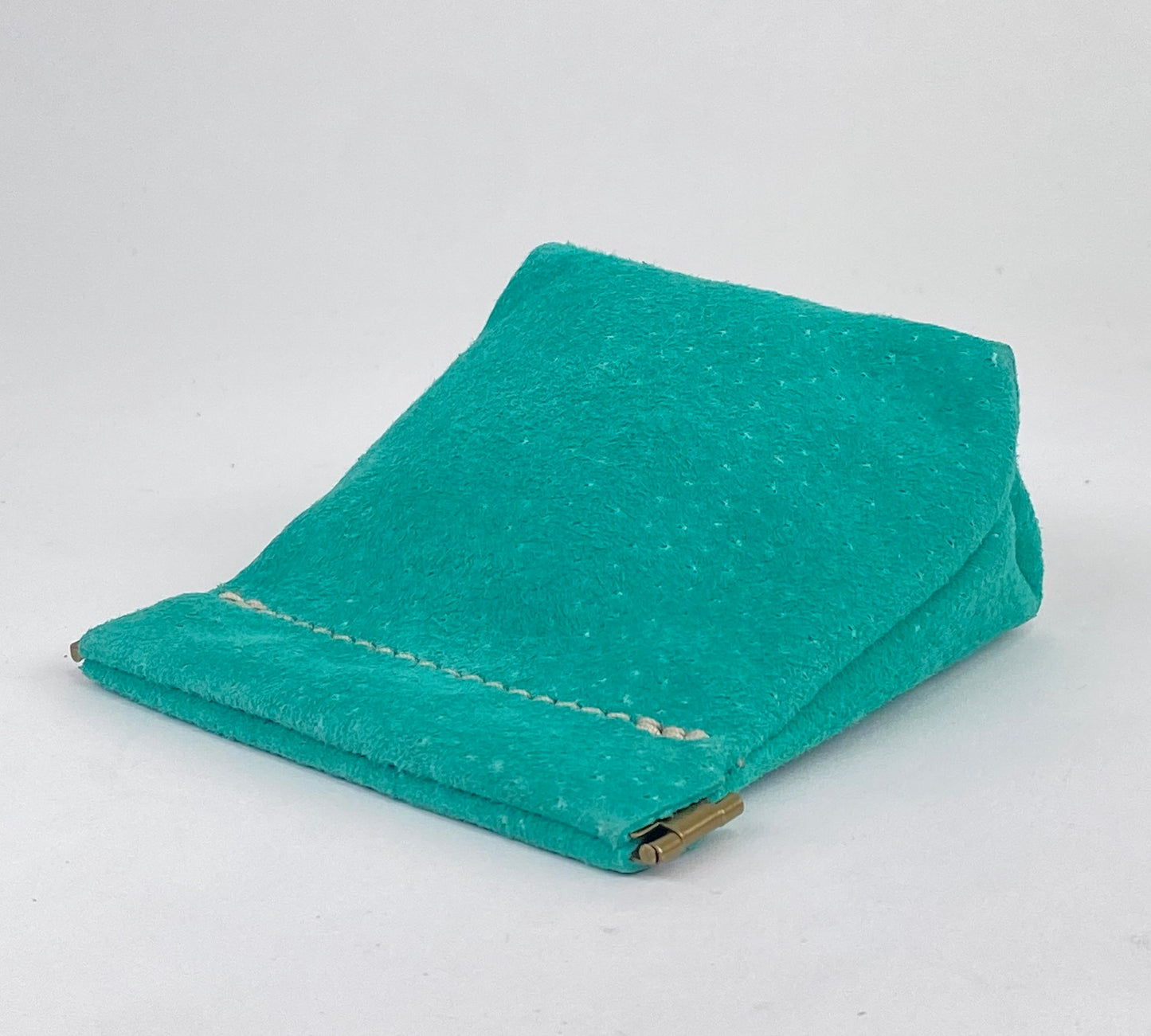 Mint Green Suede Squeeze Coin Pouch Purse