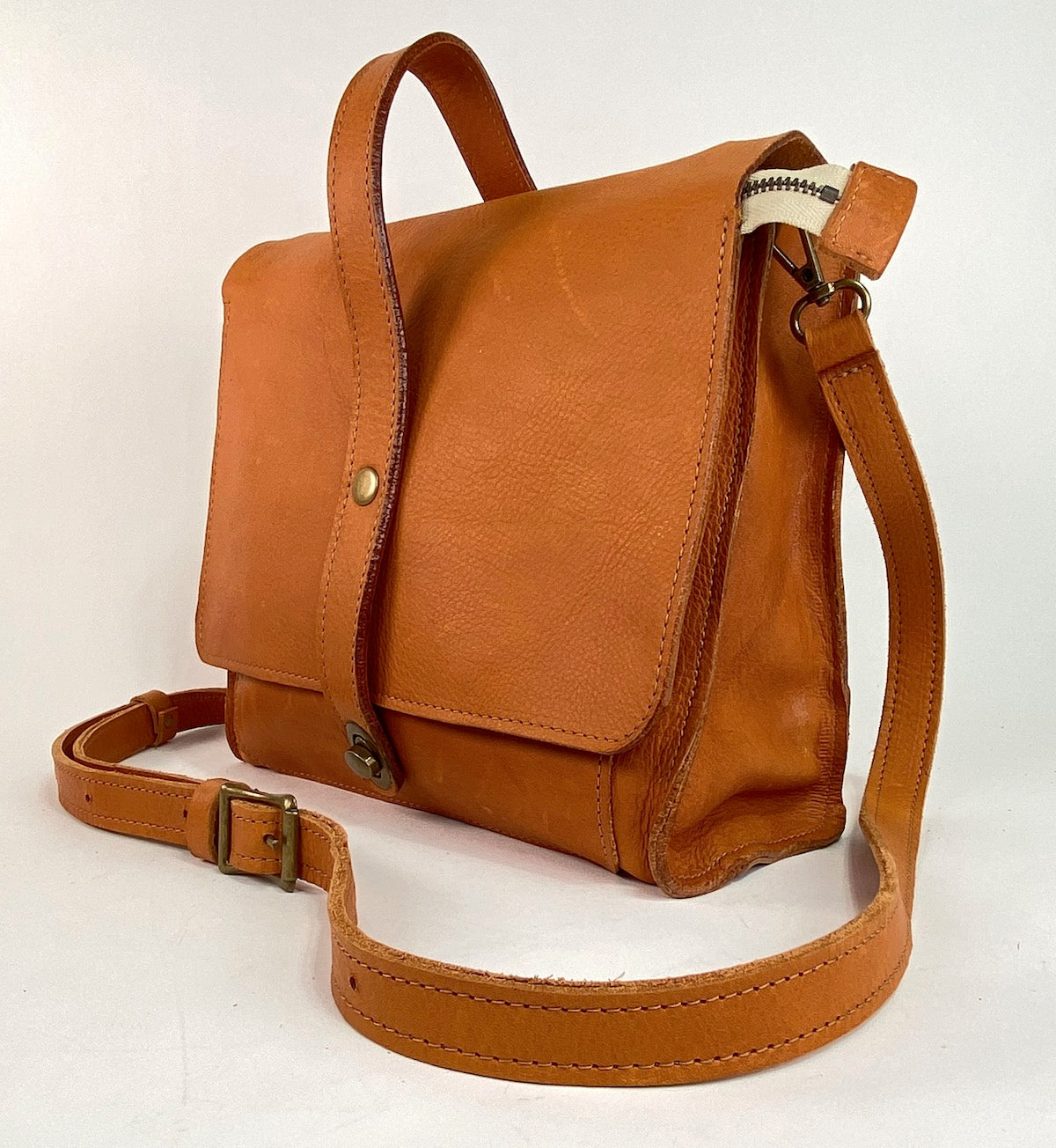 Leather Satchel Purse in Sunflower Tan