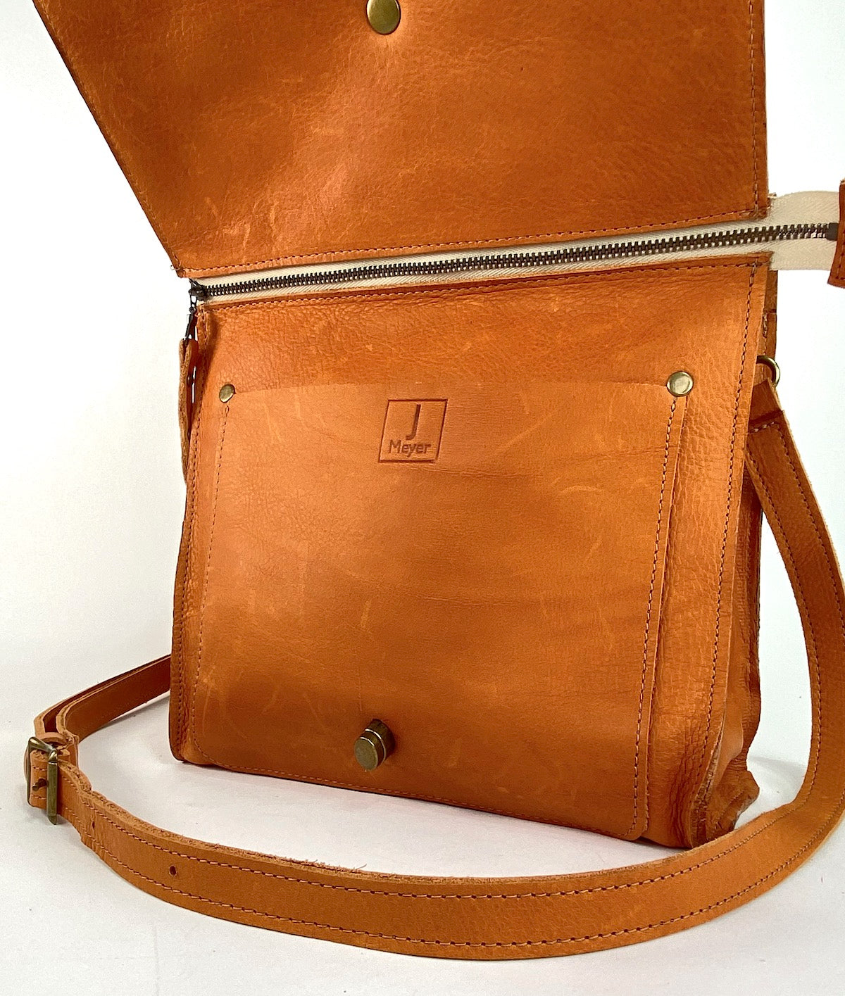 Leather Satchel Purse in Sunflower Tan