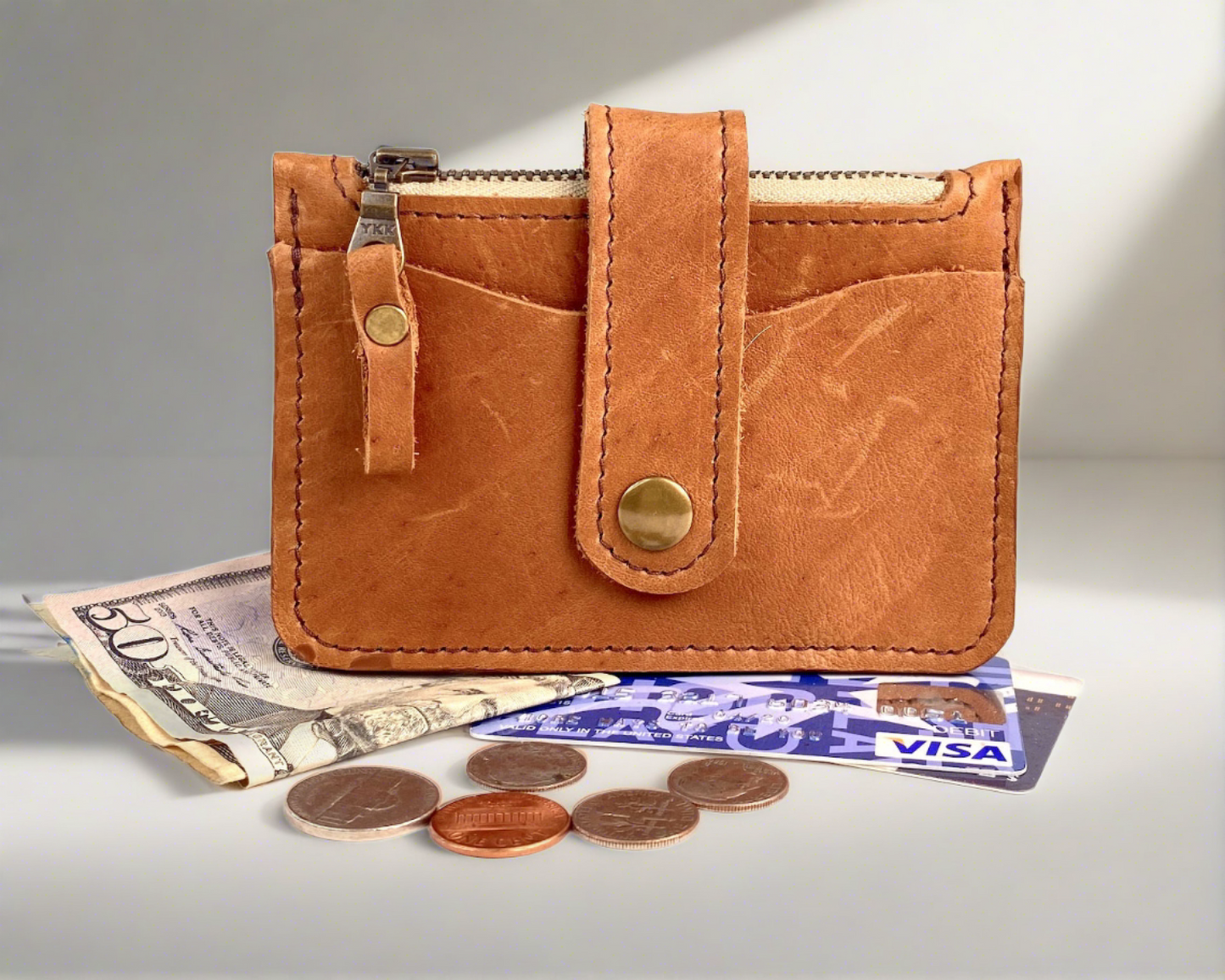 CardGuard Minimalist Leather Wallet in Tan