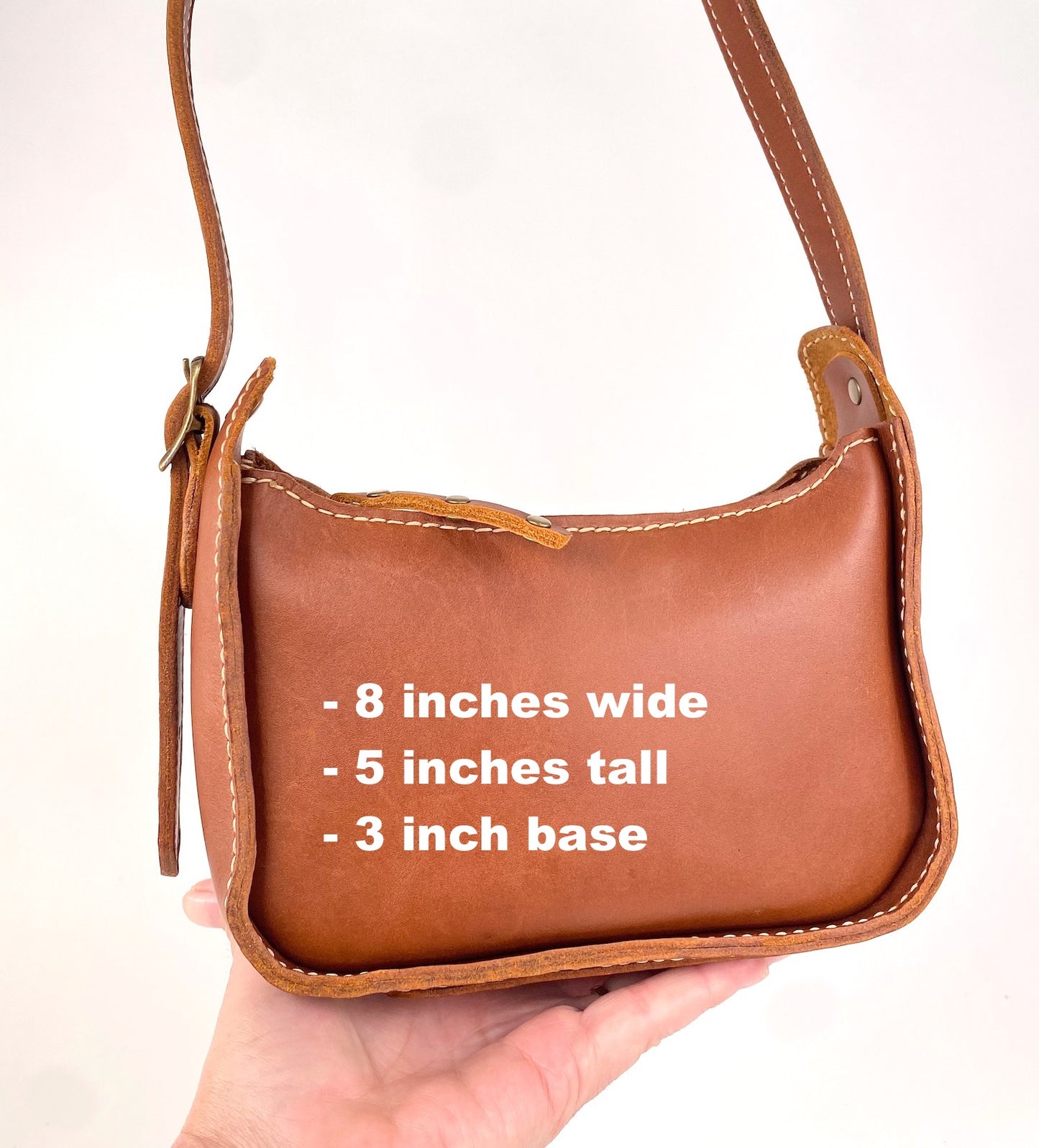 Lily 8 Compact Shoulder Bag Hand Stitched in Honey-Tan Leather 2