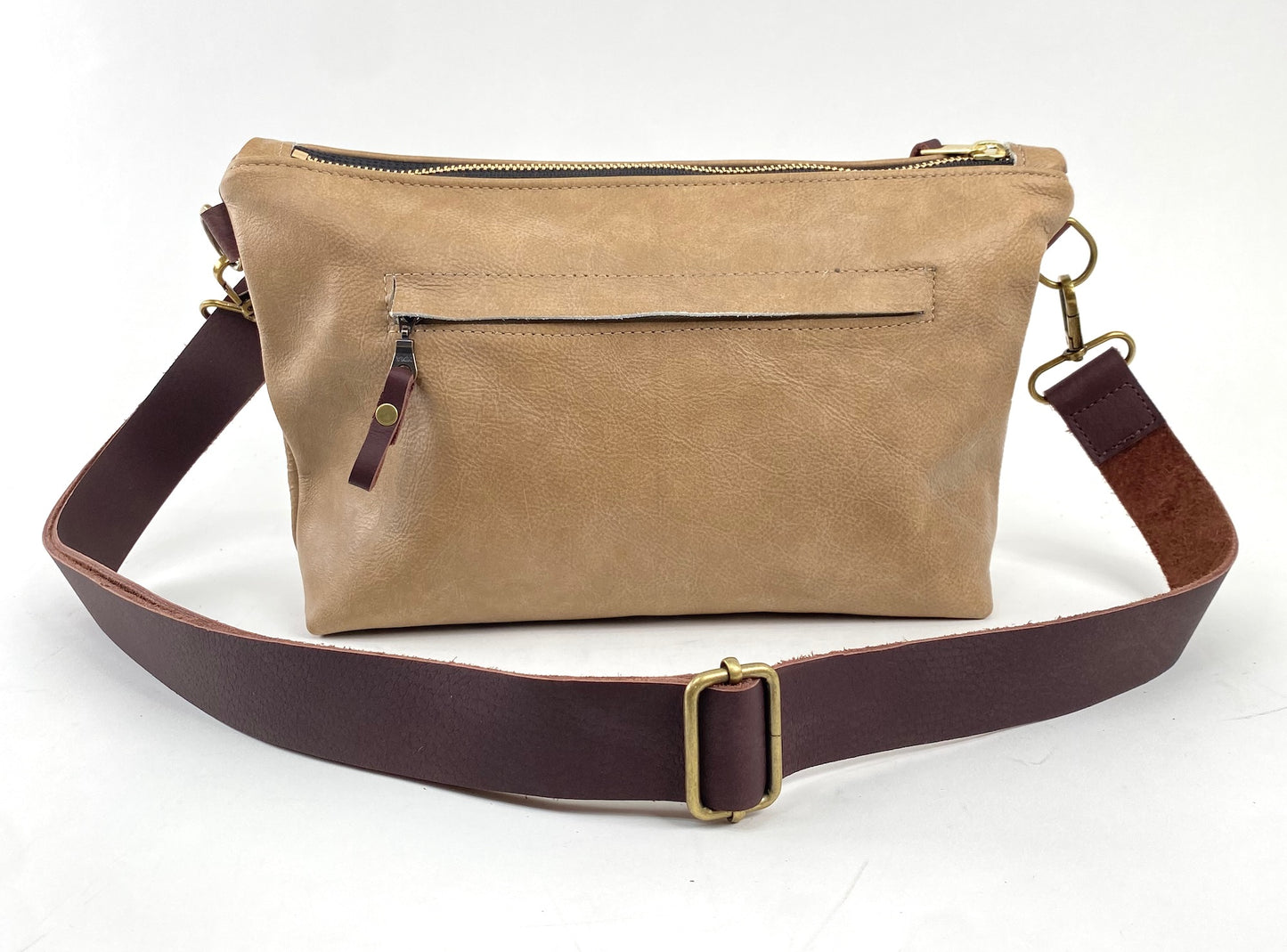 Tan Leather Shoulder Purse with Hair-On Cowhide Accent