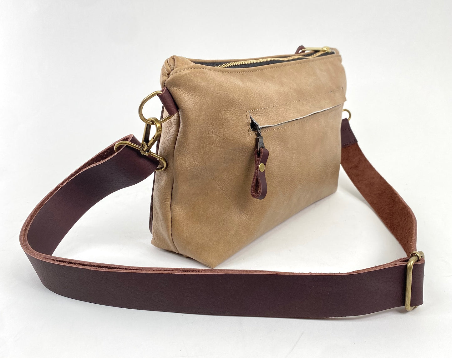 Tan Leather Shoulder Purse with Hair-On Cowhide Accent