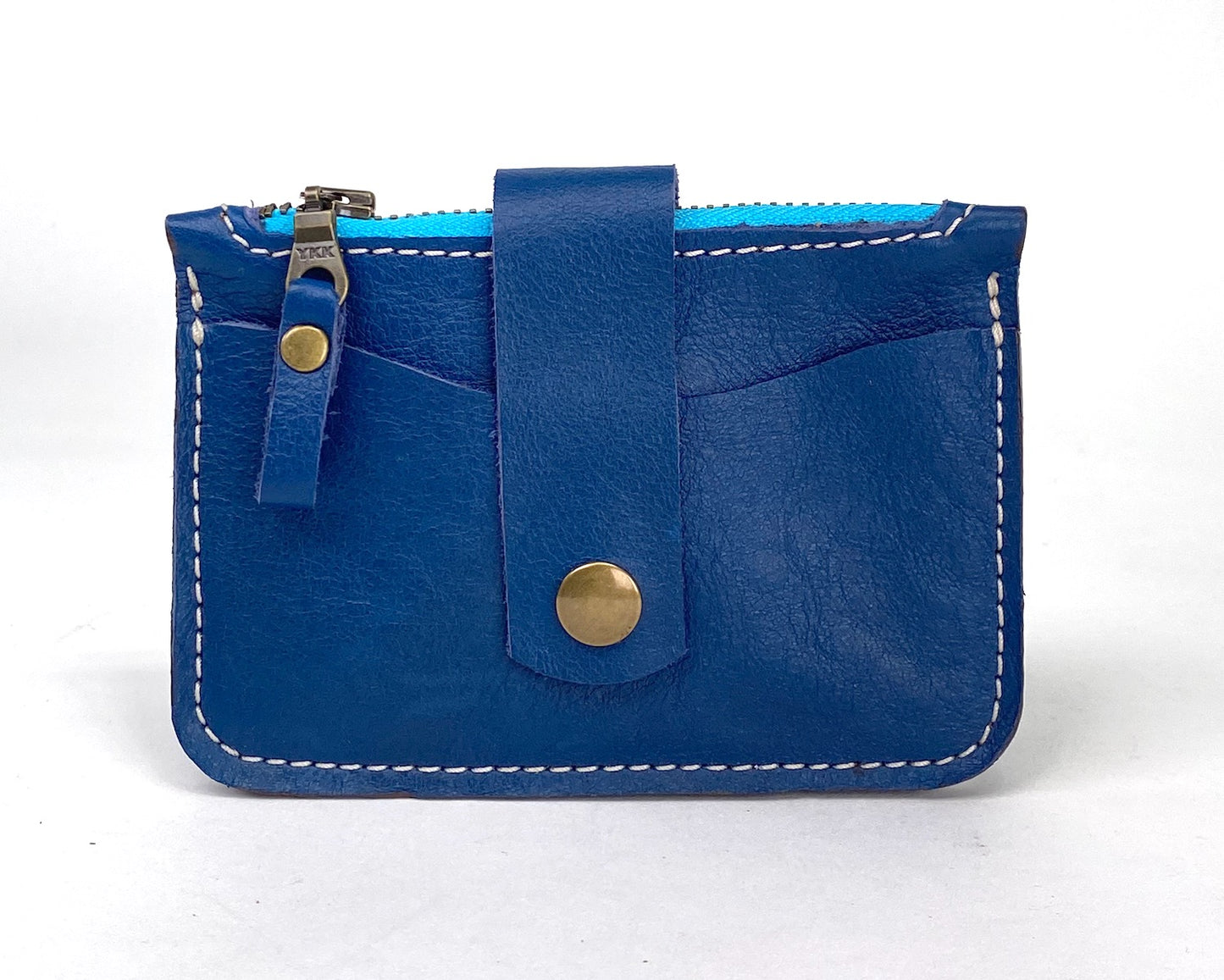 Brilliant Blue Leather Minimalist Snap Wallet