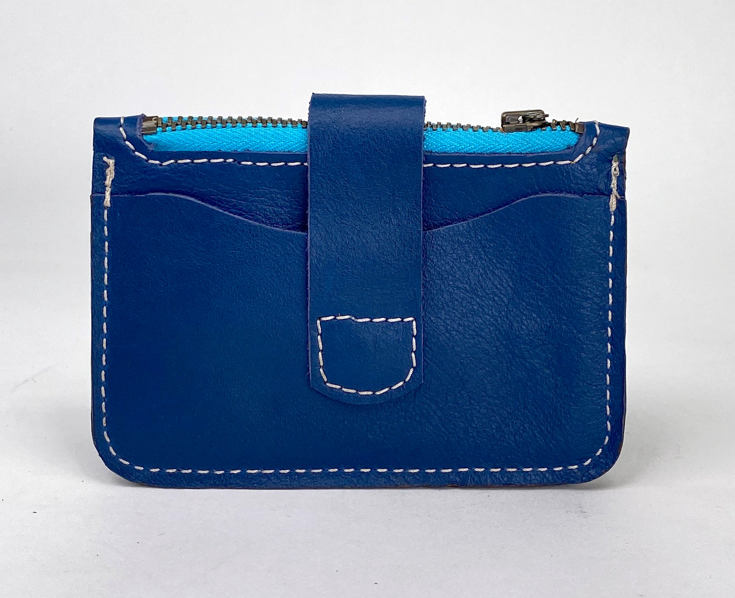 Brilliant Blue Leather Minimalist Snap Wallet