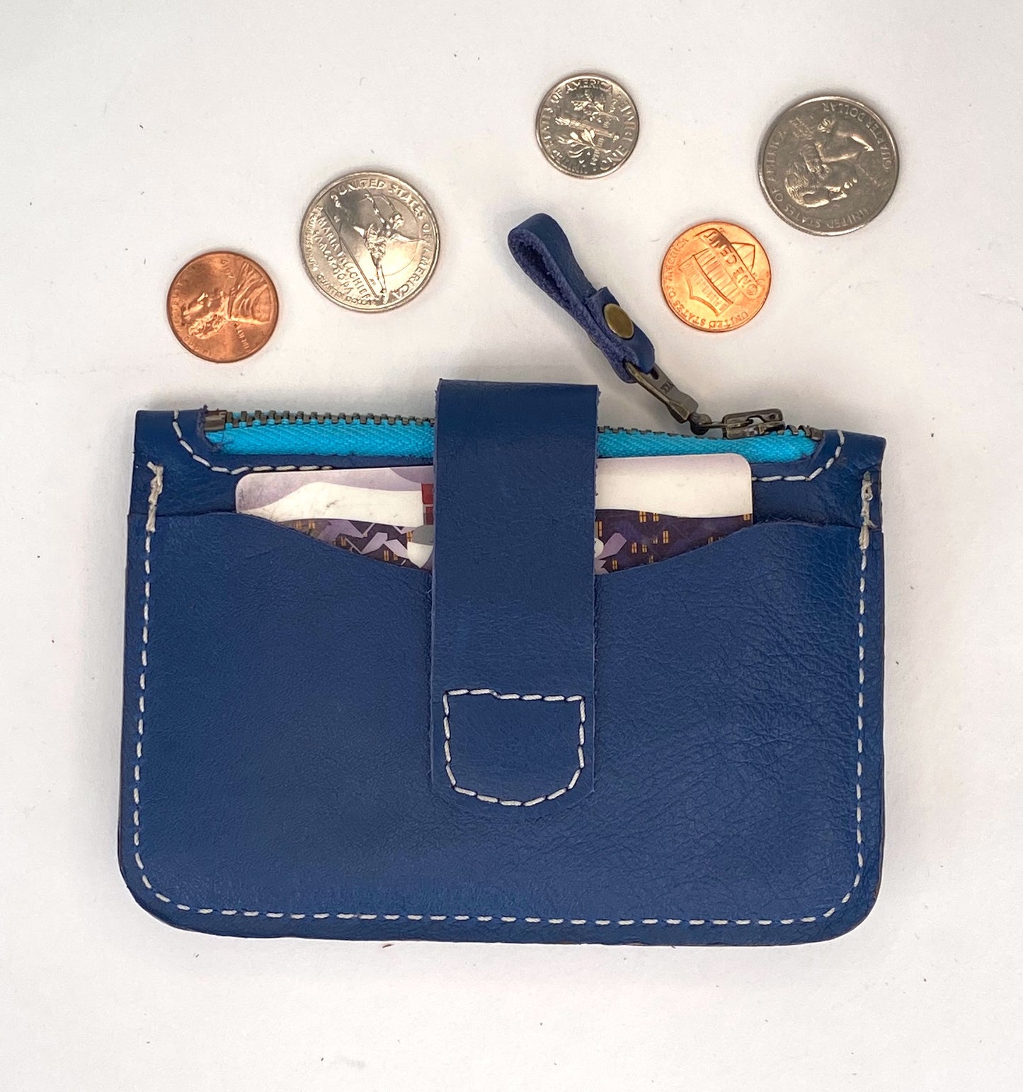 Brilliant Blue Leather Minimalist Snap Wallet