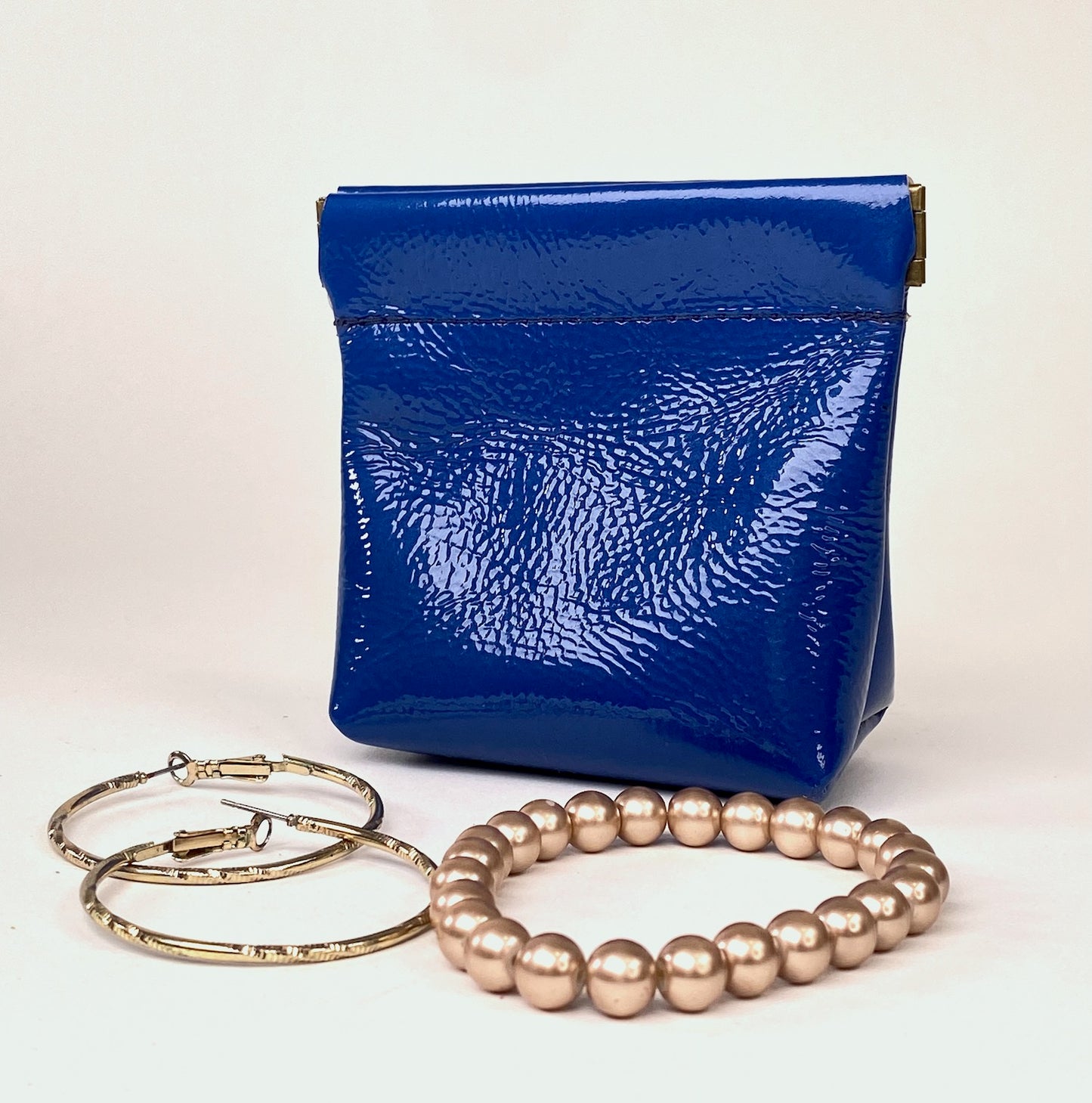 Bright Shiny Blue Squeeze Coin Pouch Purse