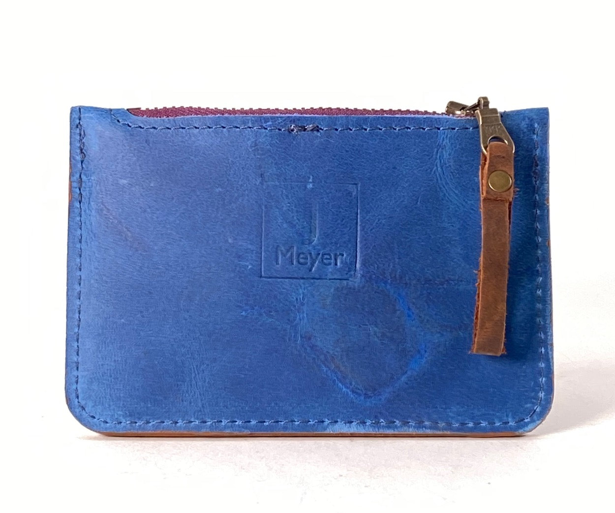 Blue Leather Card & Coin Wallet