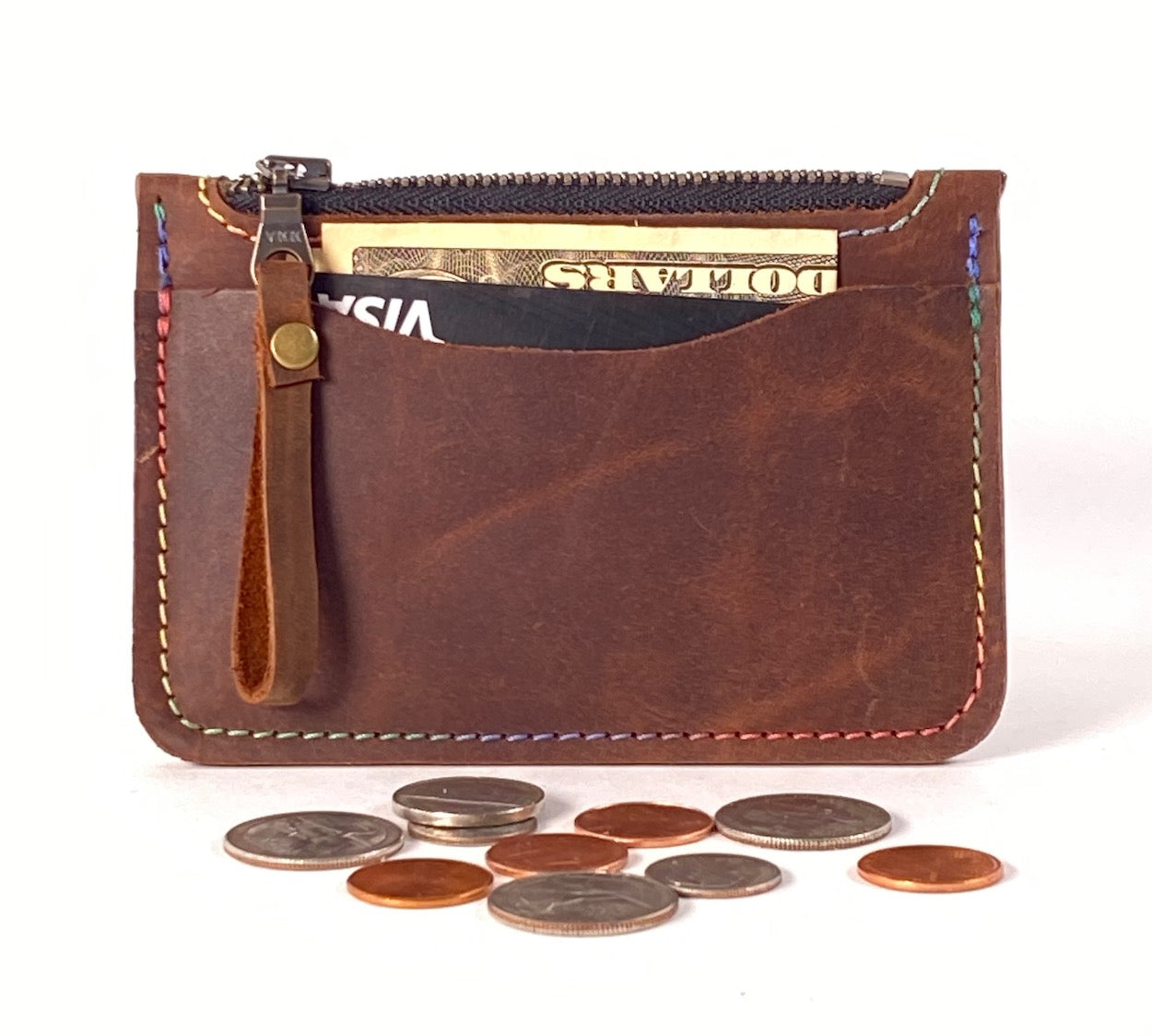 Brown Leather Card & Coin Wallet