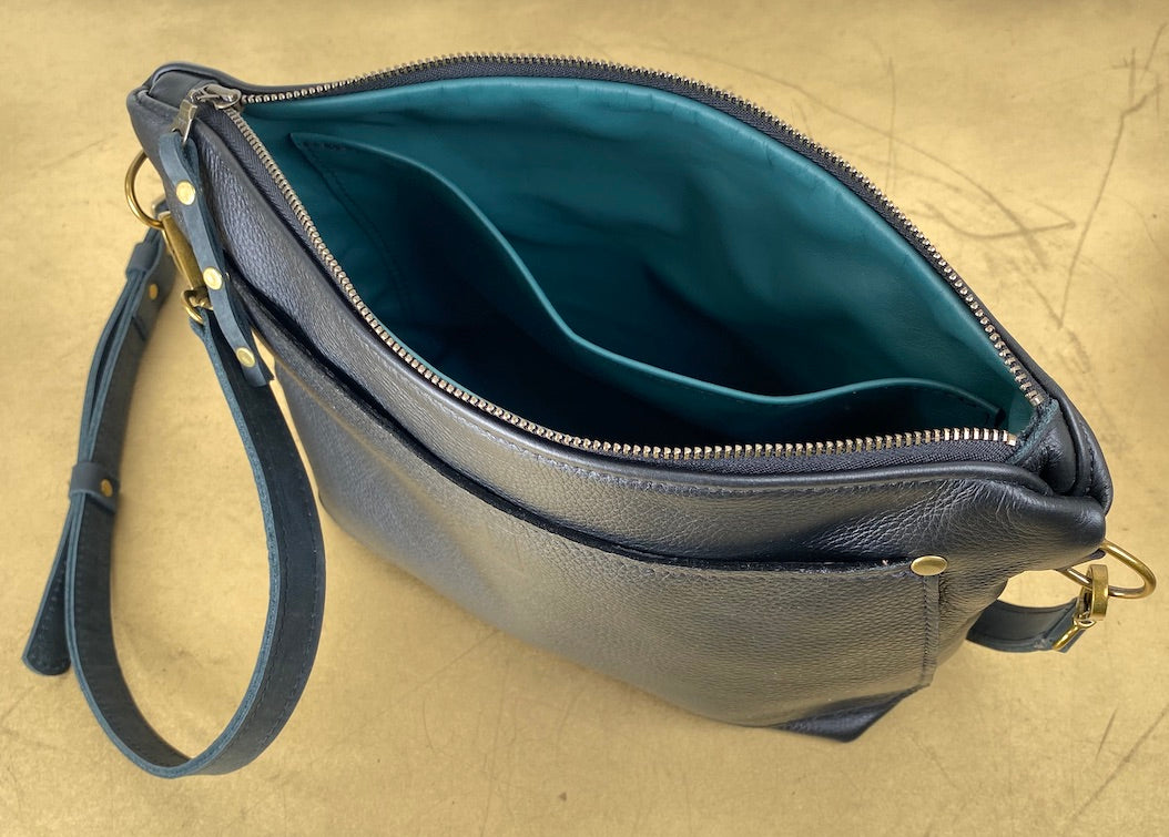 Crossbody Purse in Black Leather