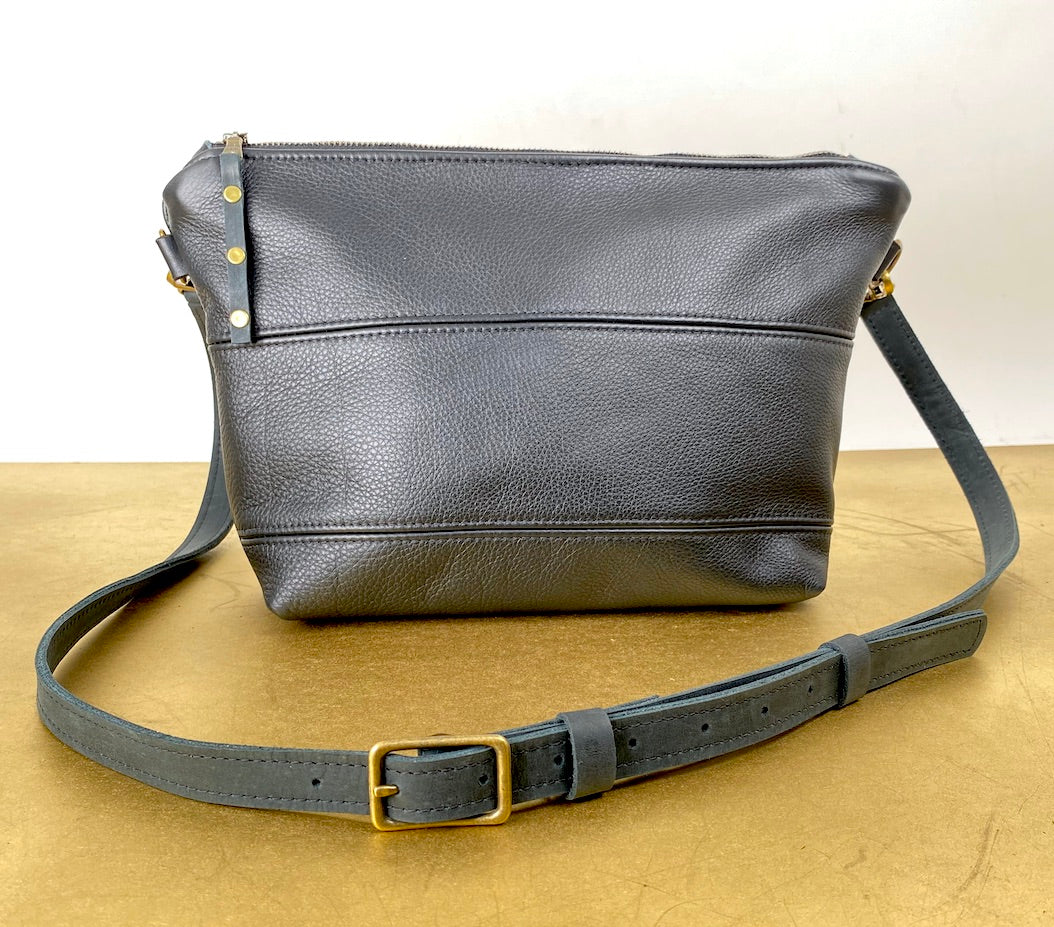 Crossbody Purse in Black Leather