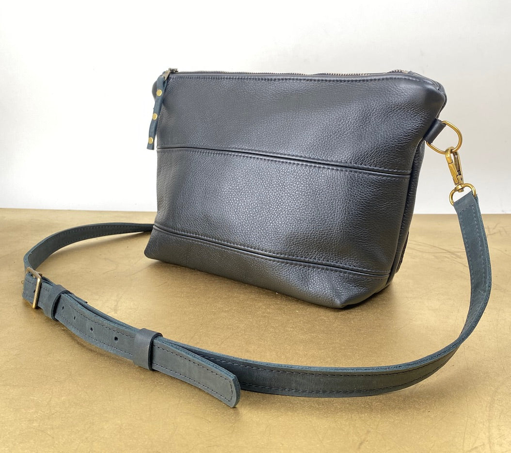 Crossbody Purse in Black Leather