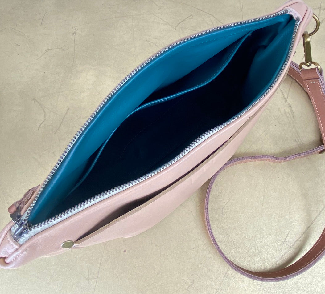Leather Crossbody Purse in Taupe