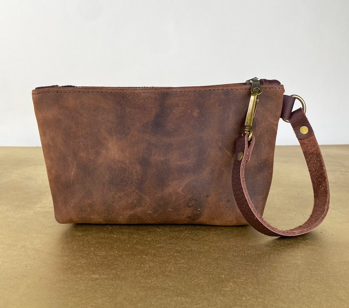 Tagalong Clutch in Dark Brown Leather