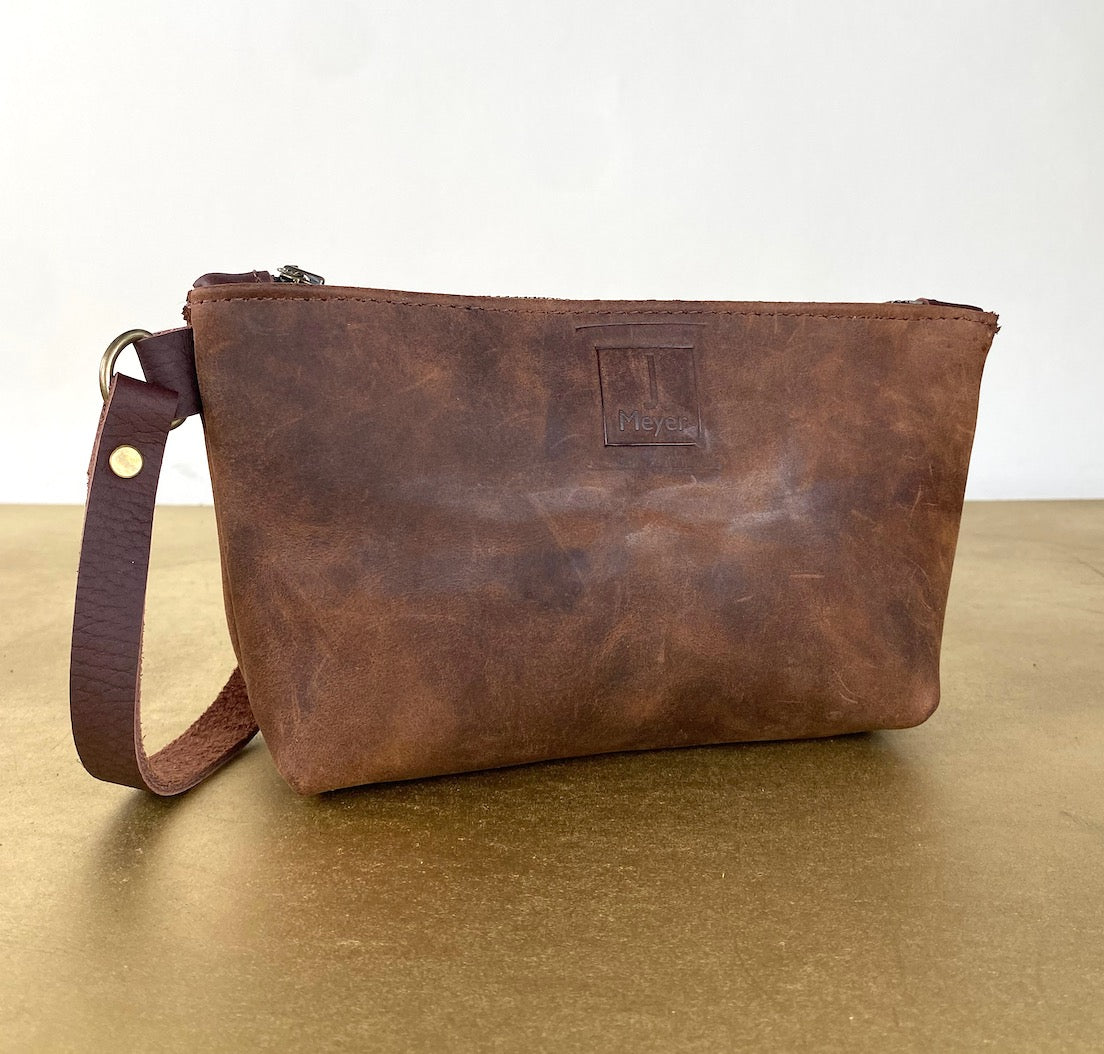 Tagalong Clutch in Dark Brown Leather