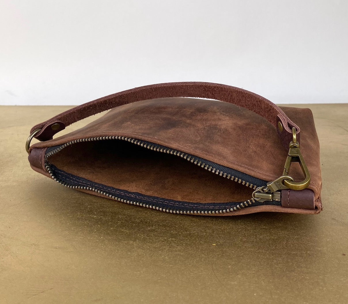 Tagalong Clutch in Dark Brown Leather