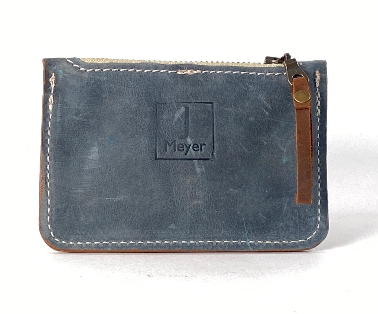 Denim Blue Leather Card & Coin Wallet