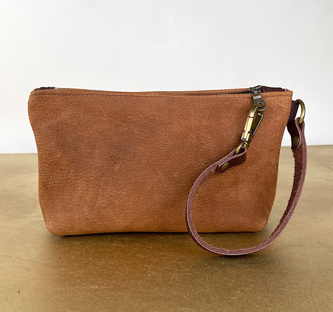 Tagalong Clutch in Brown Leather