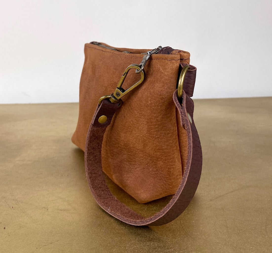 Tagalong Clutch in Brown Leather