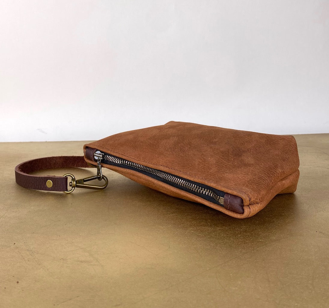 Tagalong Clutch in Brown Leather