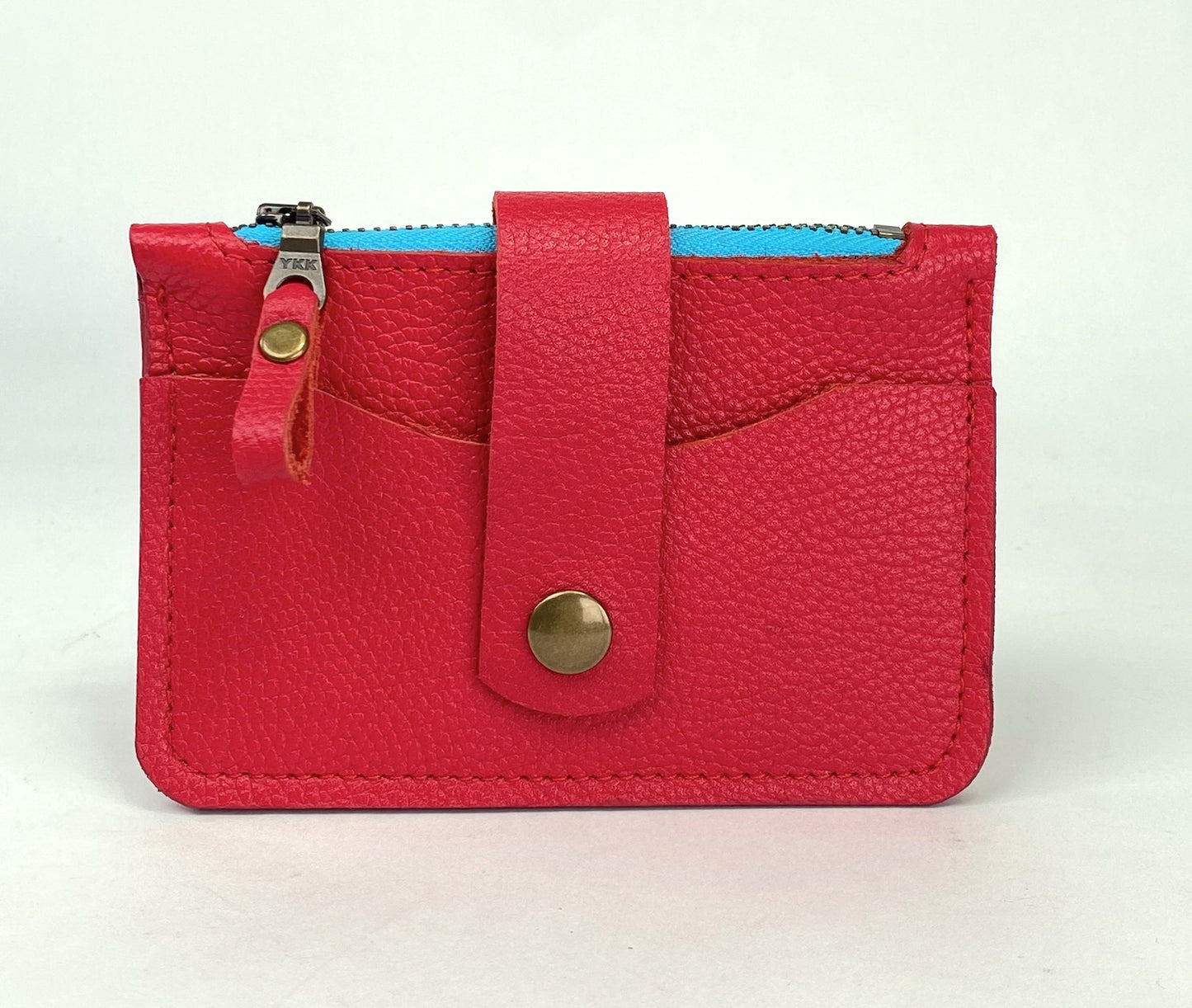 Red Leather Minimalist Snap Wallet