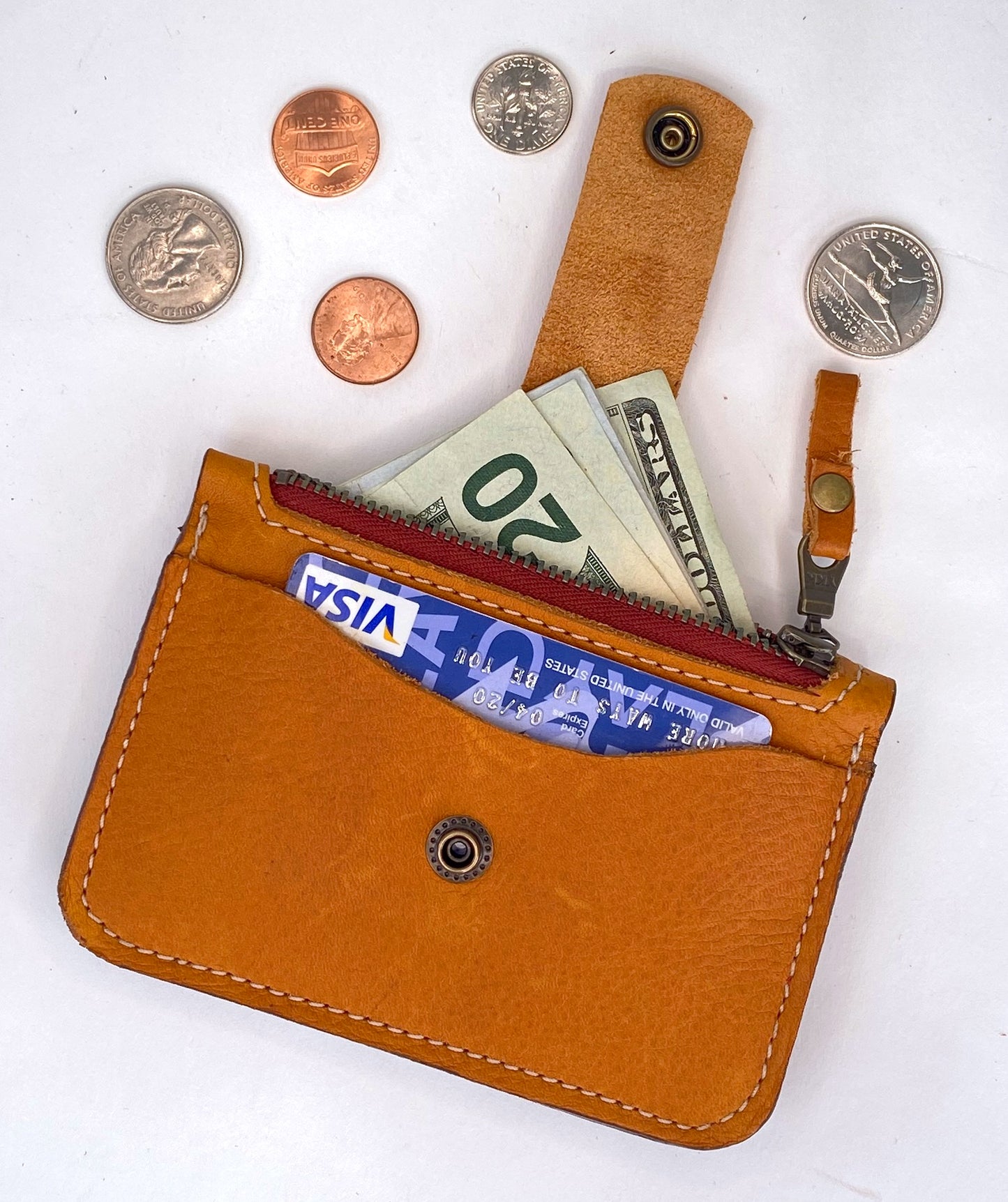 Sunflower Tan Leather Minimalist Snap Wallet