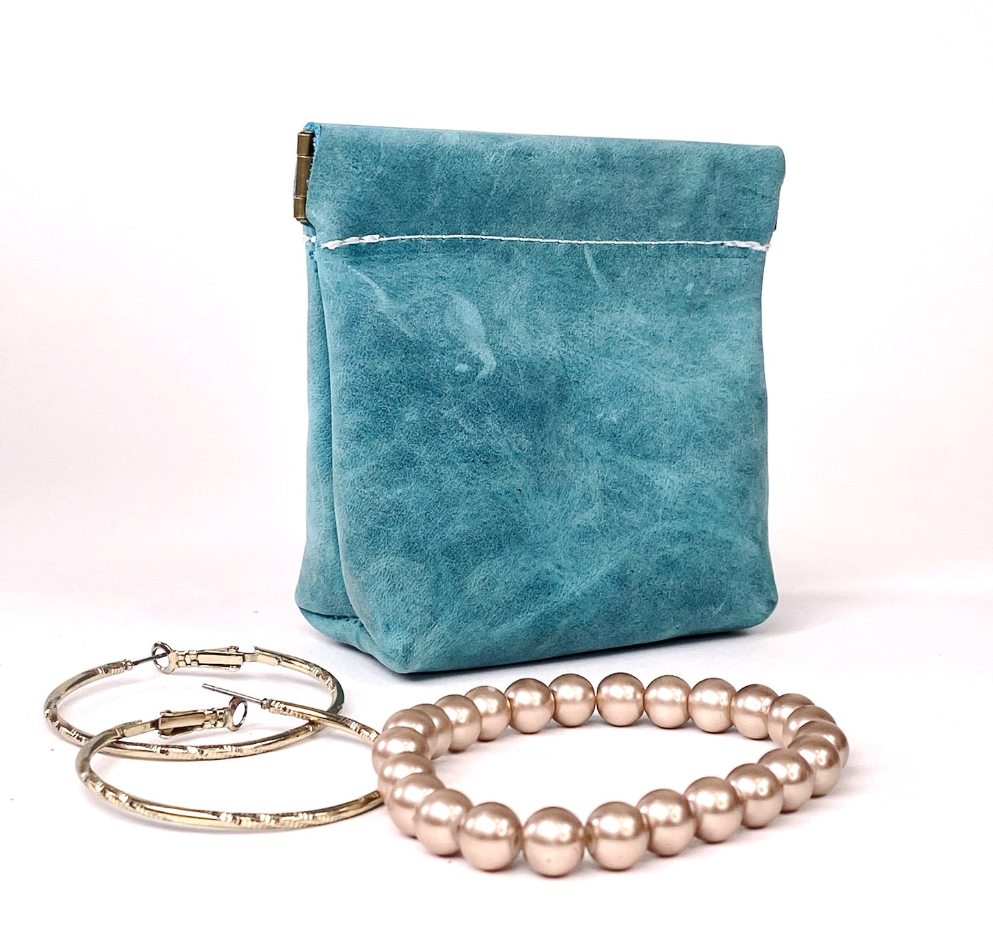 Teal Green Squeeze Coin Pouch Purse