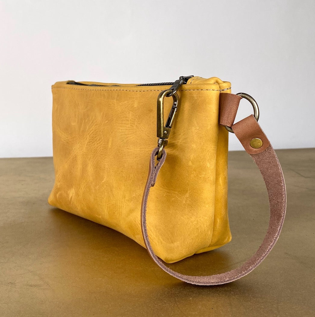 Tagalong Clutch in Yellow Leather