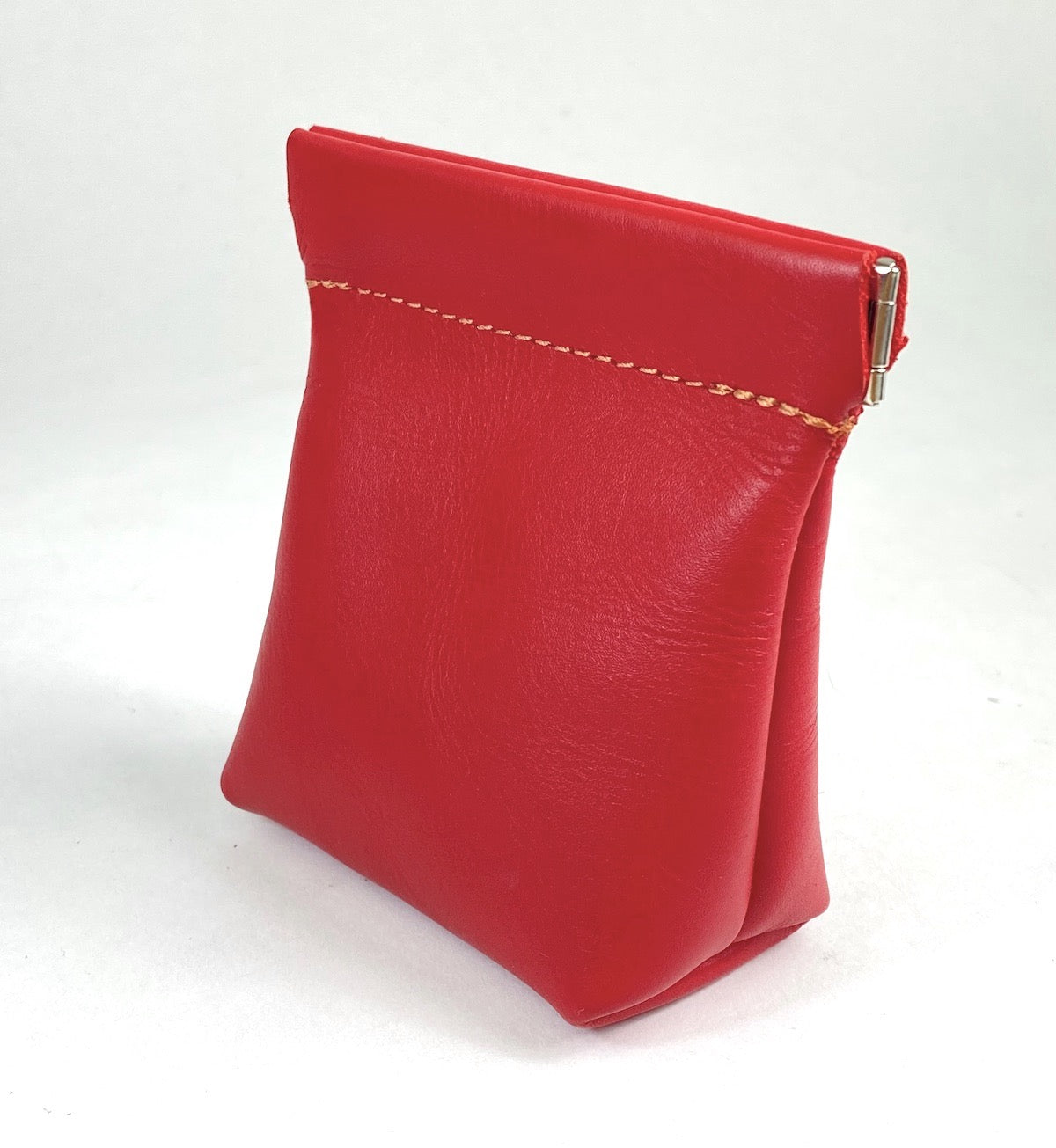 Leather Squeeze Coin Pouch Red