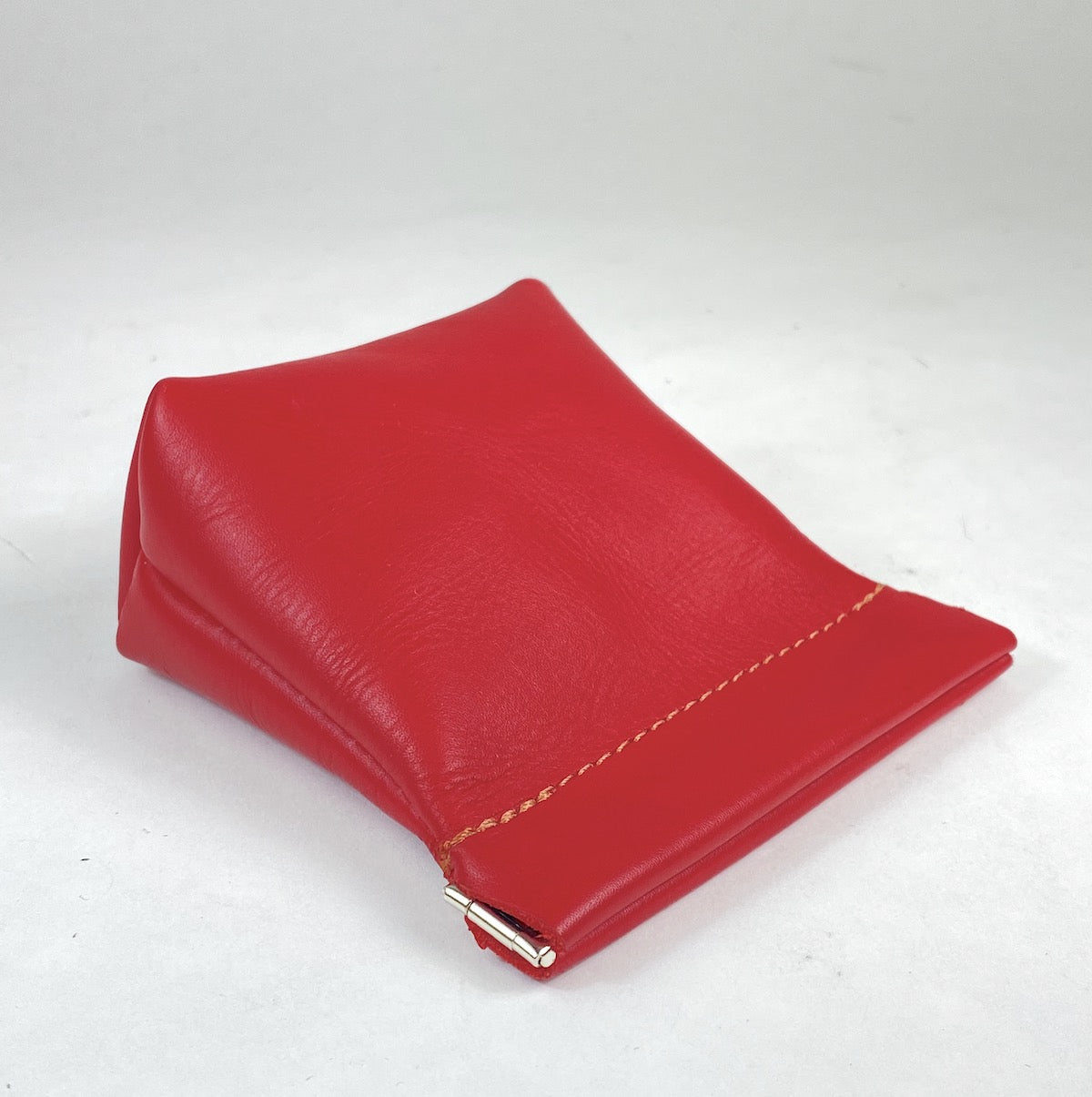 Leather Squeeze Coin Pouch Red