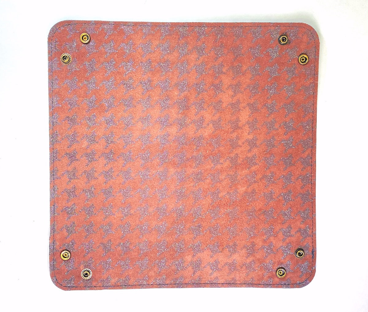 Leather Valet Tray - Burgundy Buffalo Check Print