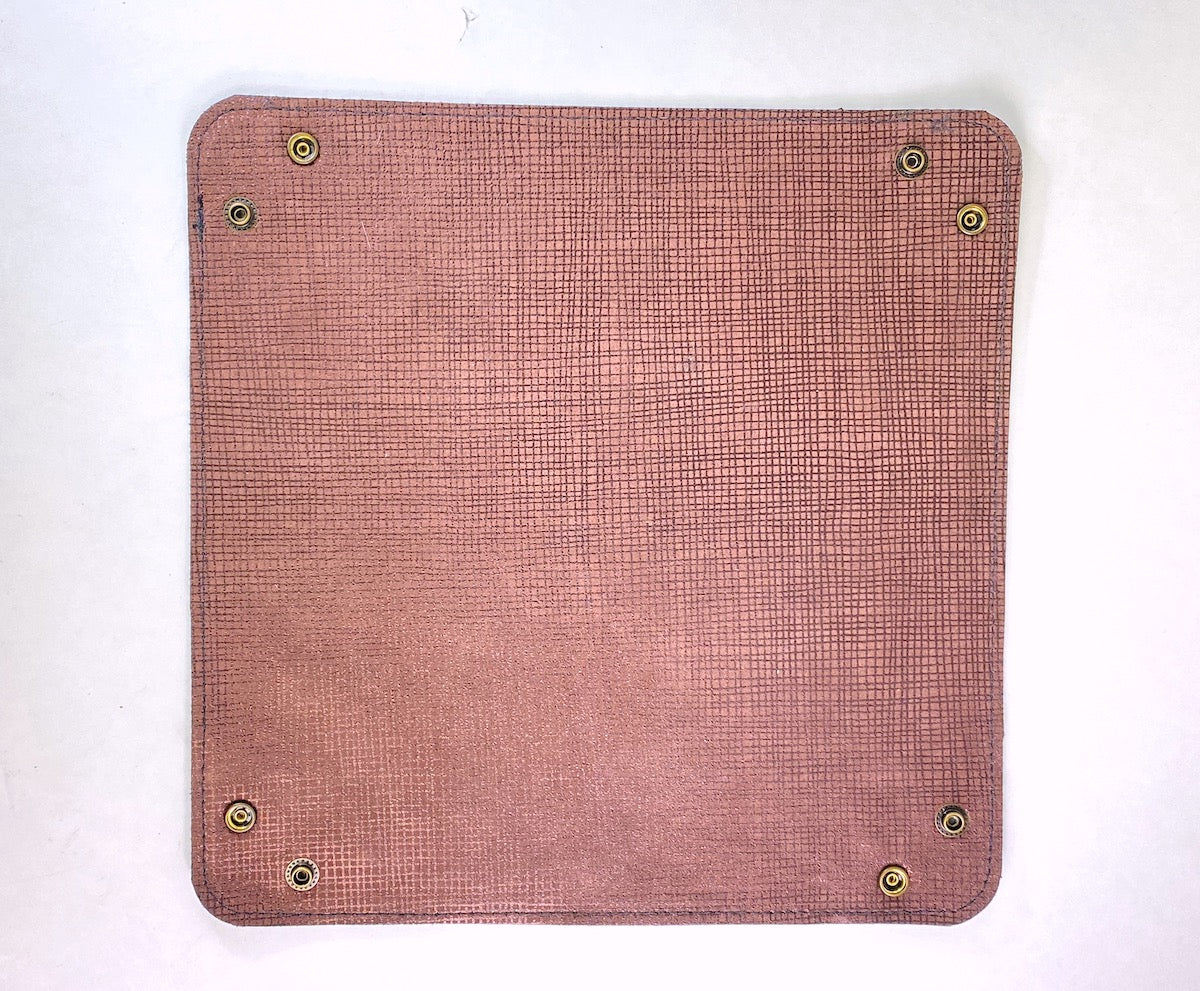 Leather Valet Tray - Burgundy Metallic Weave Print