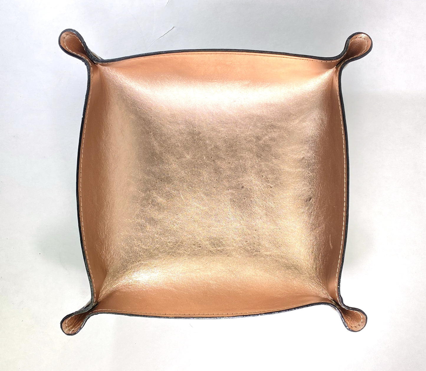 Leather Valet Tray - Metallic Blush
