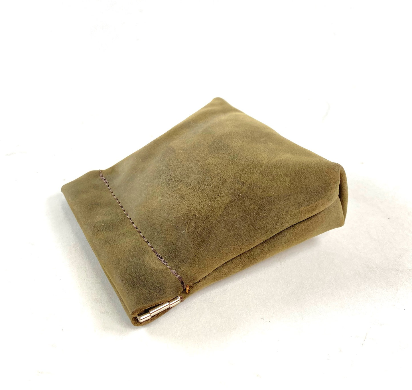 Leather Squeeze Pouch Military Green