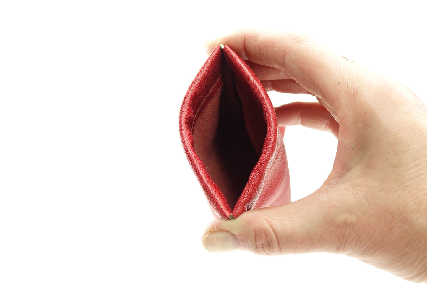 Leather Squeeze Pouch Burgundy Houndstooth