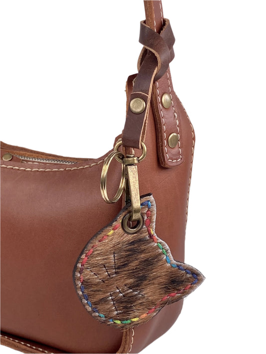 Kitty Cat Leather Key Chain Purse Charm