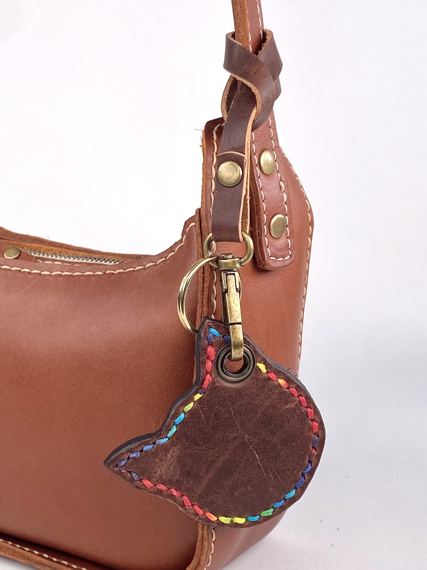 Kitty Cat Leather Key Chain Purse Charm