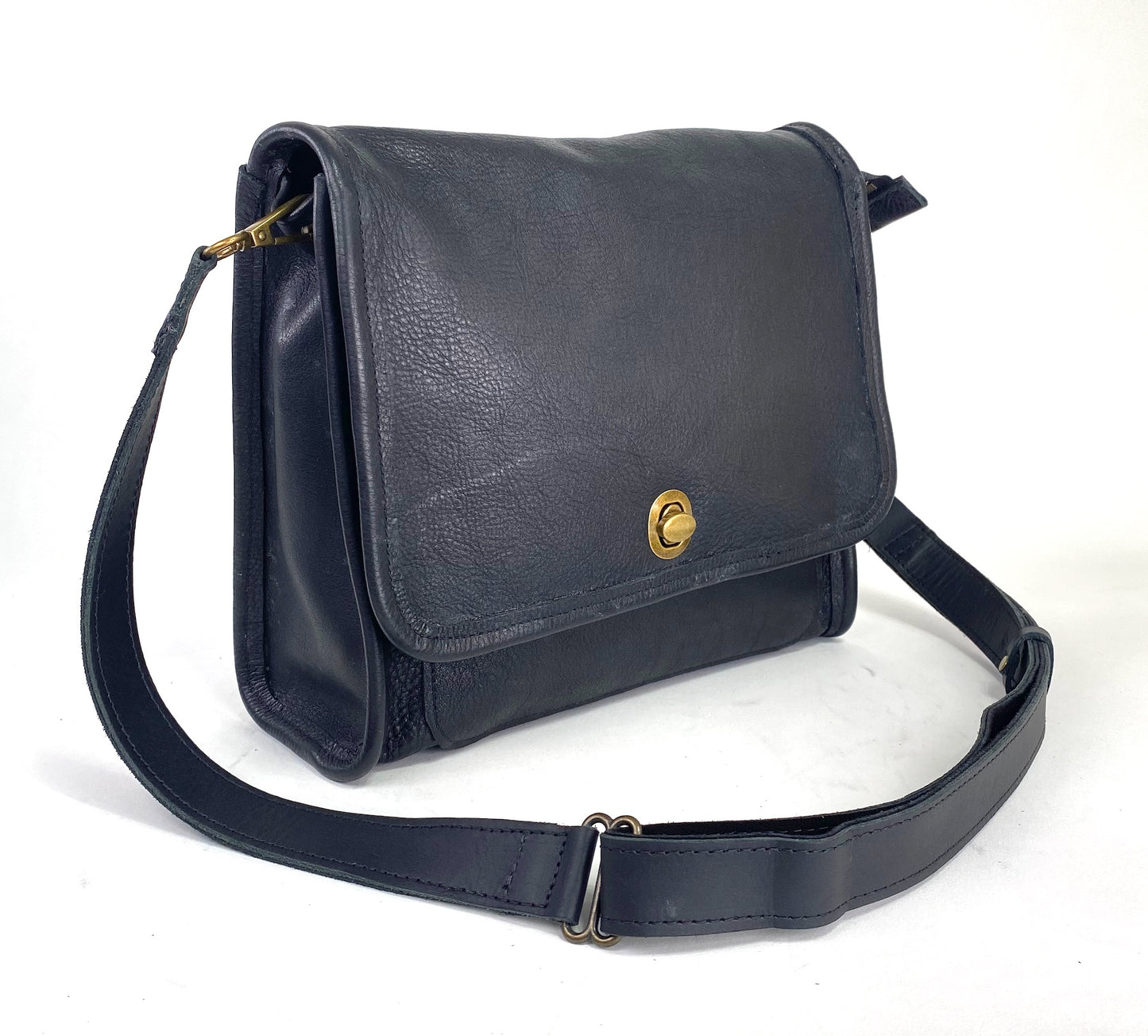 Leather Satchel Purse in Basic Black