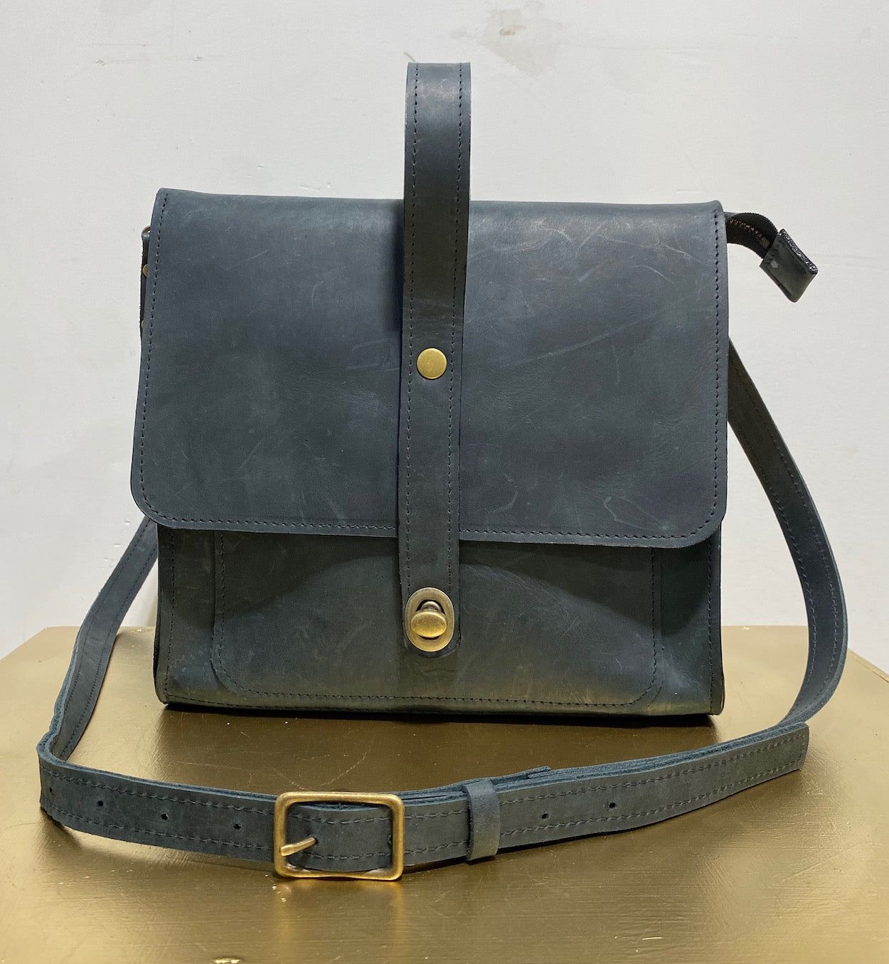 Leather Satchel Purse in Black